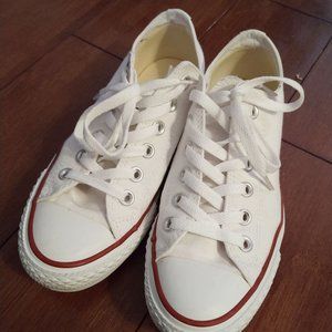 White Converse Chuck Taylors low-cut, size 7 women's